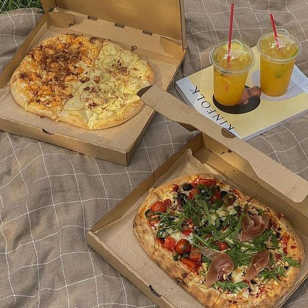 Freshly baked potato pizza